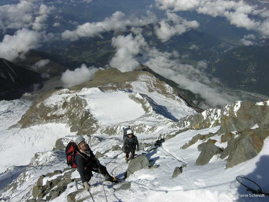 Scrambling on Aiguille du Gouter toward the Gouter refuge